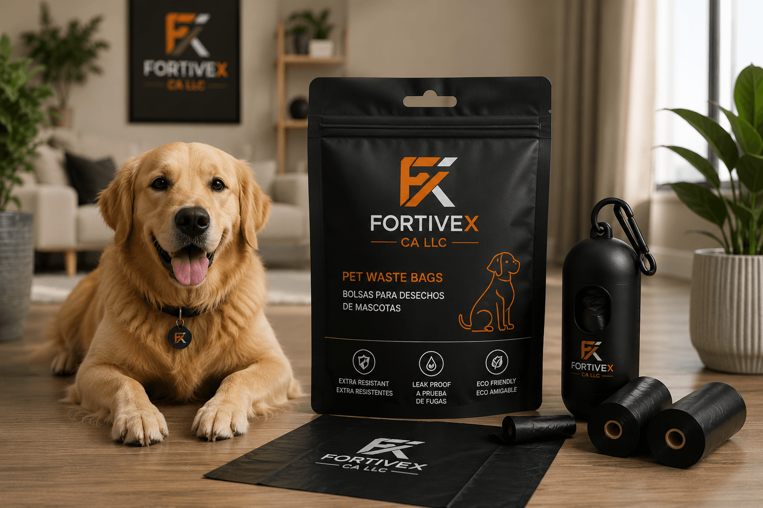 Fortivex pet waste bags with dog for responsible pet care solutions