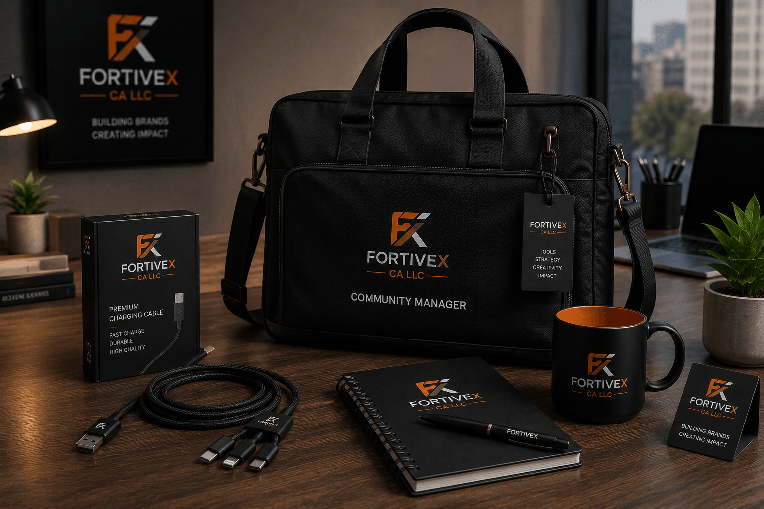 Fortivex charging cable and community manager bag for digital professionals